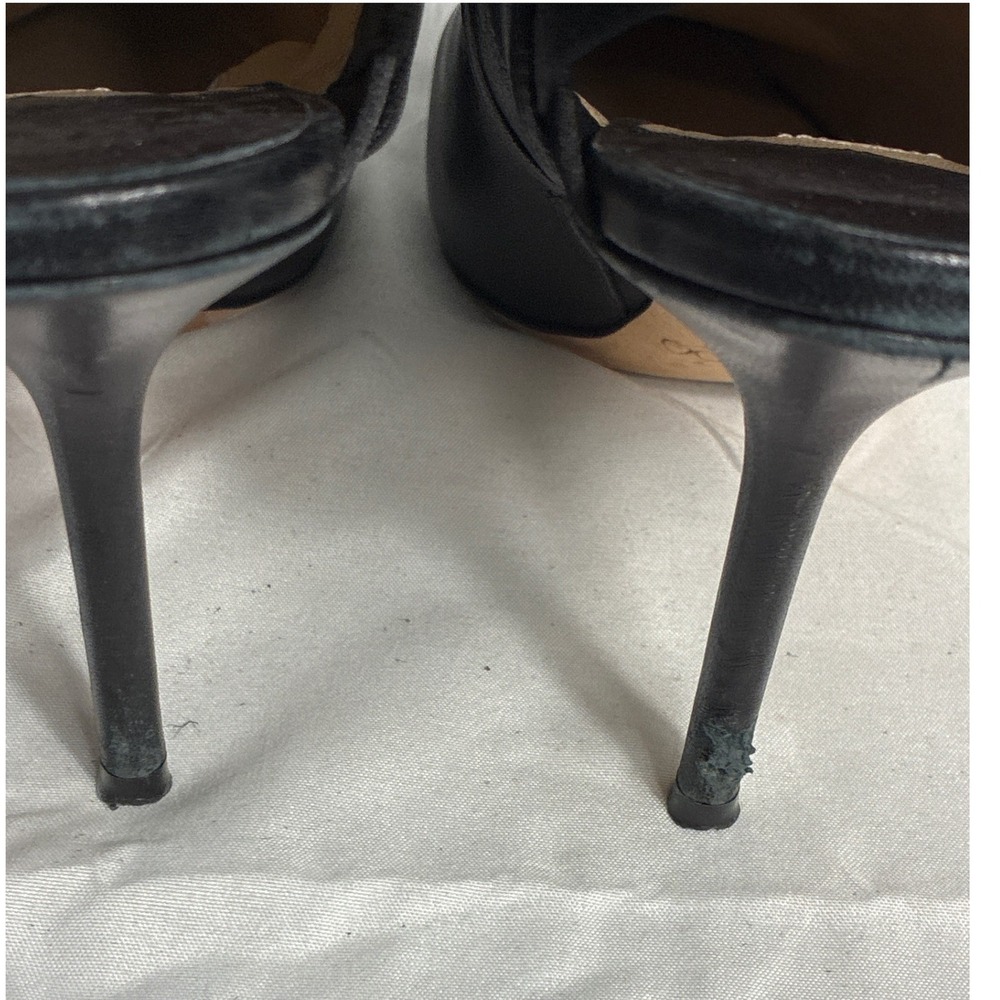 Jimmy Choo Black Leather Satin Cage Back Pointed Toe Ankle Boots Size 39 - Picture 3 of 9